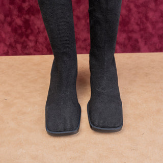 Miista London Wmn Black Fabric Vintage Y2K Square toe Boots 10.5US EUR 41