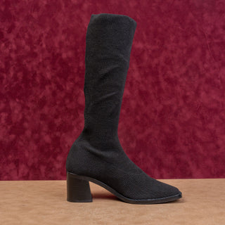 Miista London Wmn Black Fabric Vintage Y2K Square toe Boots 10.5US EUR 41