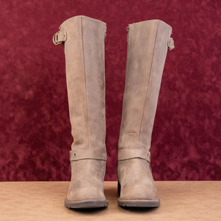 Clarks Women Orinoco Tall 3 Grey Stone Leather Riding Strap Knee Boots sz 9