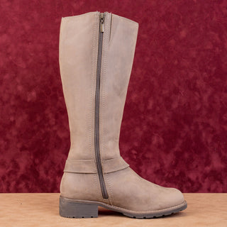 Clarks Women Orinoco Tall 3 Grey Stone Leather Riding Strap Knee Boots sz 9