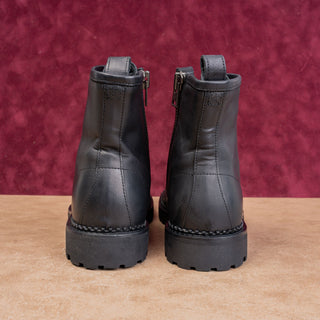AllSaints Unisex Whitmore Black Leather Zip Lace-up Combat Boots M7.5 W9 EUR40