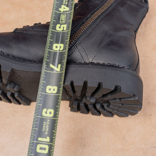 AllSaints Unisex Whitmore Black Leather Zip Lace-up Combat Boots M7.5 W9 EUR40