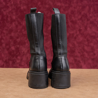 Steve Madden Women Vintage Y2K Black Leather Festival Party Slip on Boots sz 7.5