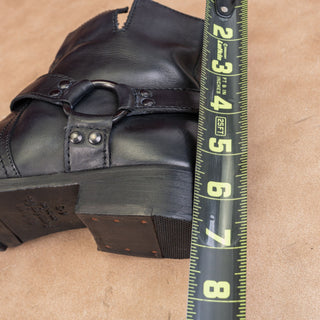 Vintage Foundry Women Morgan Black Leather Harness Moto Biker Ankle Boots sz 6.5
