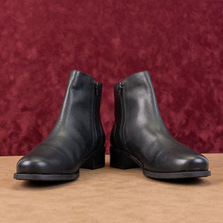David Tate Women Lago Black Leather Zip Ankle Dress Office Boots sz 8