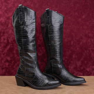 Alohas Women Boho Croc Print Leather Cowboy Modern Western Boots 9US EUR 40