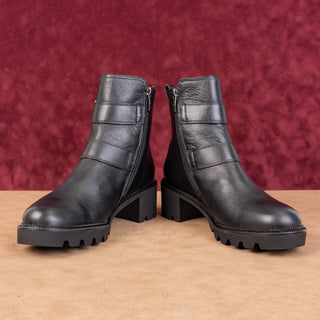 Paul Green Women Balboa Moto Biker Black Leather Zip Ankle Boots sz 9.5US AUS 7