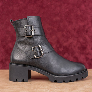 Paul Green Women Balboa Moto Biker Black Leather Zip Ankle Boots sz 9.5US AUS 7