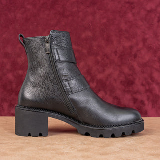 Paul Green Women Balboa Moto Biker Black Leather Zip Ankle Boots sz 9.5US AUS 7