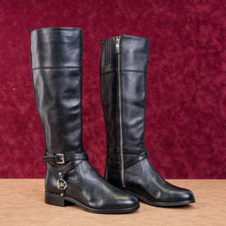 Michael Kors Women Preston Black Leather Biker Moto Boots size 5M