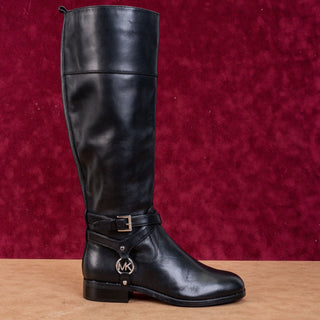 Michael Kors Women Preston Black Leather Biker Moto Boots size 5M