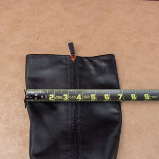 Tory Burch Women 55mm Black Leather T Logo Zip Fashion Party Knee Boots sz 7