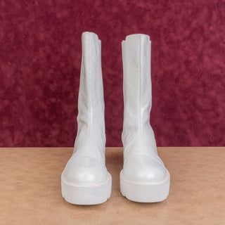 Stuart Weitzman Wmn Croc Print White Leather Platform Ankle Chelsea Boots sz 11