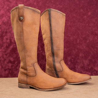 Frye Women Melissa Button Zip Brown Leather Equestrian Classic Riding Boots sz 9