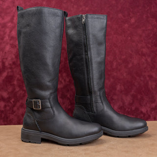 UGG Women Moto Party Black Waterproof Leather fashion Zip Knee Boots sz 8.5