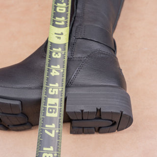 UGG Women Moto Party Black Waterproof Leather fashion Zip Knee Boots sz 8.5