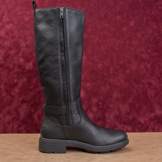 UGG Women Moto Party Black Waterproof Leather fashion Zip Knee Boots sz 8.5