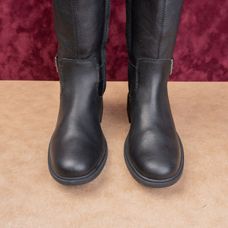 UGG Women Moto Party Black Waterproof Leather fashion Zip Knee Boots sz 8.5