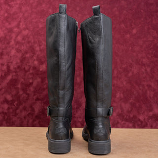 UGG Women Moto Party Black Waterproof Leather fashion Zip Knee Boots sz 8.5