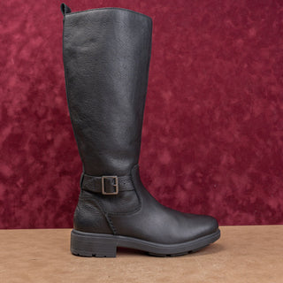 UGG Women Moto Party Black Waterproof Leather fashion Zip Knee Boots sz 8.5