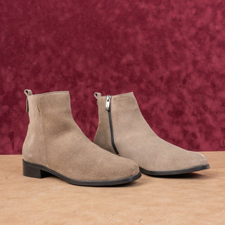 La Canadienne Women Klive City Dry Taupe Suede Zip Ankle Dress Boots sz 7.5