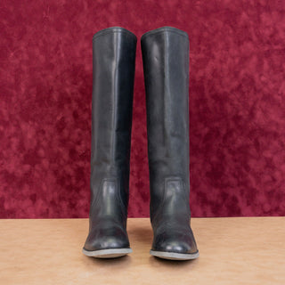 Frye & Co Women Black Leather Back Zip Riding Equestrian Knee Boots sz 8