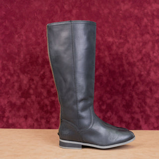 Frye & Co Women Black Leather Back Zip Riding Equestrian Knee Boots sz 8