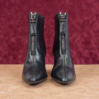 Aquatalia Women Black Leather Front Zip Fashion Dress Pointy toe Boots sz 6.5