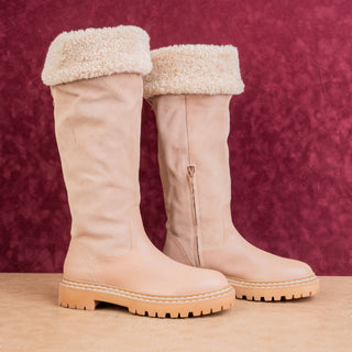 Splendid Antonia Faux Fur Cuff Baby Pink Suede Warm Winter Lug Boots sz 11