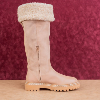 Splendid Antonia Faux Fur Cuff Baby Pink Suede Warm Winter Lug Boots sz 11