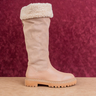 Splendid Antonia Faux Fur Cuff Baby Pink Suede Warm Winter Lug Boots sz 11