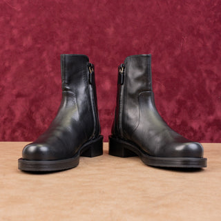 Stuart Weitzman Women Sadie Black Leather Zip Dress Office Ankle Boots sz 5B