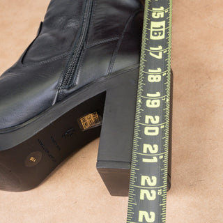 Stuart Weitzman Women Bethany Black Leather Square Toe Zip Fashion Boots sz 11