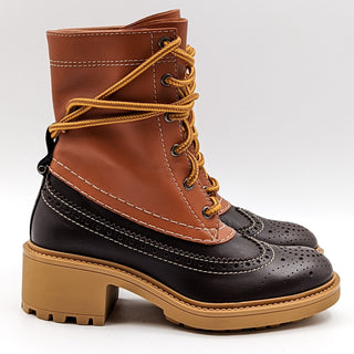 Chloe Women Franne Bicolor Wing-Tip Hiking Boots size 5-5.5US EUR 36