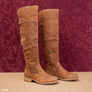 Kork Ease Women Addison Distress Leather Modern Western OTK Zip Knee Boots sz 7