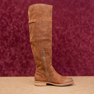 Kork Ease Women Addison Distress Leather Modern Western OTK Zip Knee Boots sz 7