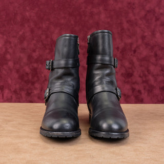 Manolo Blahnik Women Black Leather Fleece Lined Moto Vibram Boots 6US EUR 36.5