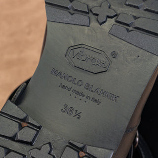 Manolo Blahnik Women Black Leather Fleece Lined Moto Vibram Boots 6US EUR 36.5