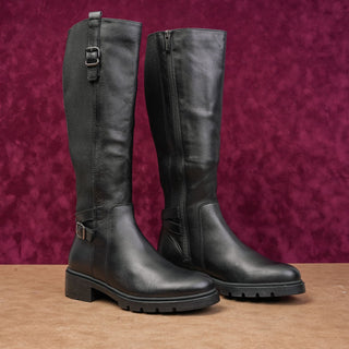 La Canadienne Saint Black Leather Stretch Panel Riding Equestrian Boots Sz 6