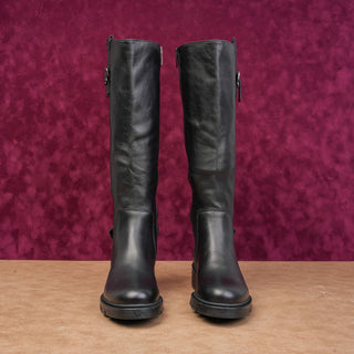 La Canadienne Saint Black Leather Stretch Panel Riding Equestrian Boots Sz 6