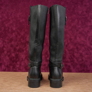 La Canadienne Saint Black Leather Stretch Panel Riding Equestrian Boots Sz 6