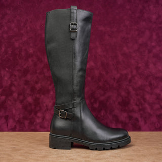 La Canadienne Saint Black Leather Stretch Panel Riding Equestrian Boots Sz 6