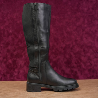 La Canadienne Saint Black Leather Stretch Panel Riding Equestrian Boots Sz 6