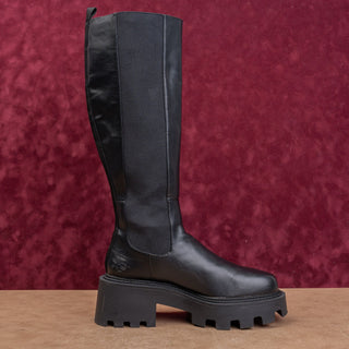 Zara Women Black Vegan Leather Platform Slip-on Festival Party Boots 9US EUR39