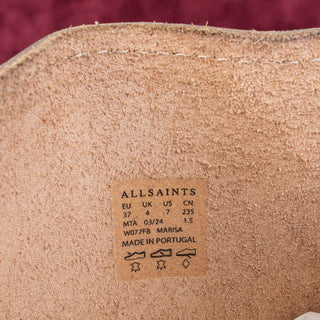 AllSaints Women Marisa Black Leather Moto Biker Buckle Mid calf boots 7US EUR37