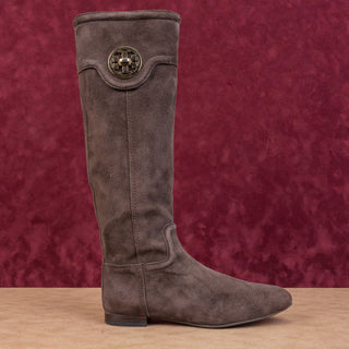 Tory Burch Women Brown Suede TT Logo Zipper Fashion Knee Boots sz 6.5