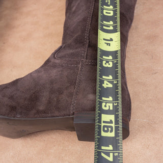 Tory Burch Women Brown Suede TT Logo Zipper Fashion Knee Boots sz 6.5