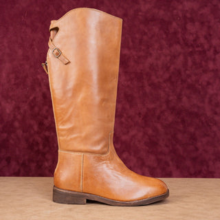 Free People Women Everly Tan Brown Leather Riding Tall Knee Boots sz 8US EUR39