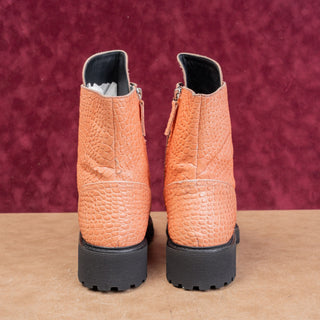 Giuseppe Zanotti Women Pink Salmon Croc Lace Leather Combat Boots 10.5US EUR 41