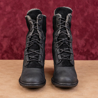 Timberland Women Amston Earthkeepers Black Nubuck Wedge Lined Boots sz 6.5